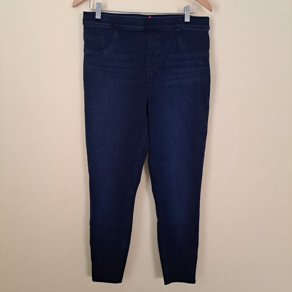 Spanx Pull On Skinny Ankle Jeans Medium Blue Size XL Stretch High Rise Comfort